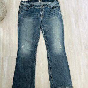 SILVER JEANS Blue Alex Distressed Bootcut Denim Jeans size 20